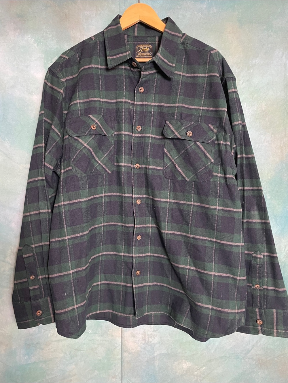 Jachs Green and Navy Plaid Heritage Flannel